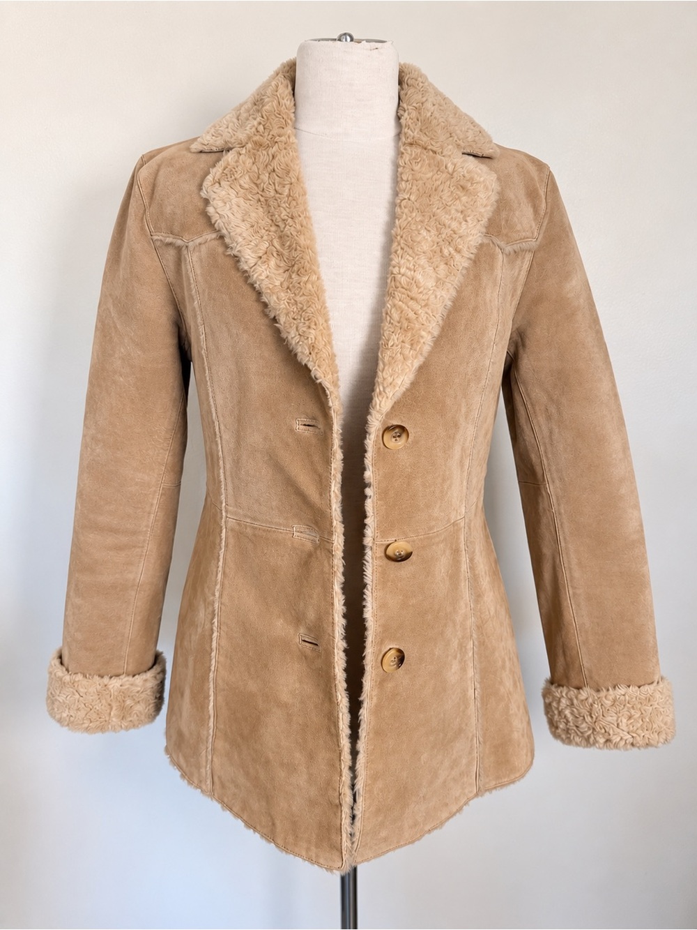 Vintage Leather Penny Lane Boho Western Almost Famous Suede Sherpa Jacket Coat